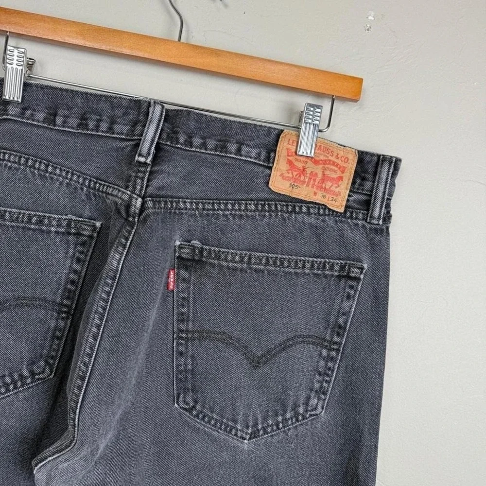Vintage Y2K Levi 505 Black Denim Straight Fit Jeans‎ 36x32